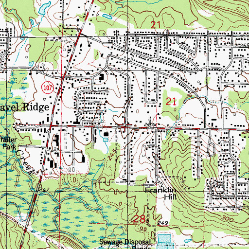 Topographic Map of Gravel Ridge, AR
