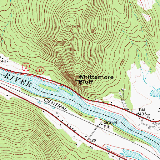 Topographic Map of Whittemore Bluff, ME