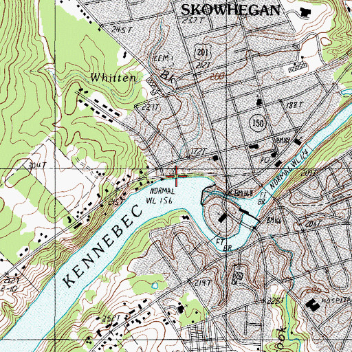 Topographic Map of Whitten Brook, ME