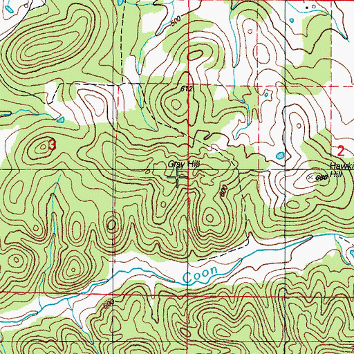 Topographic Map of Gray Hill, AR