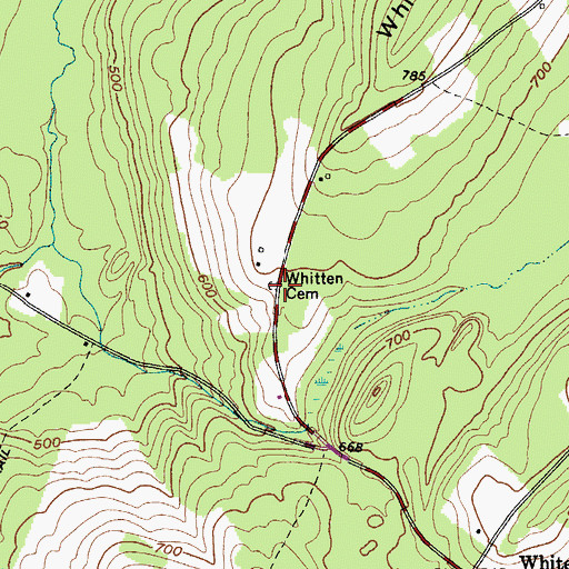 Topographic Map of Whitten Cemetery, ME