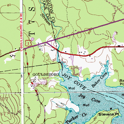 Topographic Map of Whitten Parritt Stream, ME