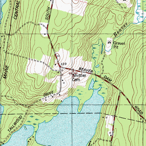 Topographic Map of Whittier Cemetery, ME
