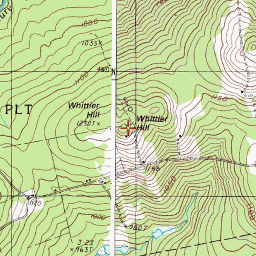 Topographic Map of Whittier Hill, ME