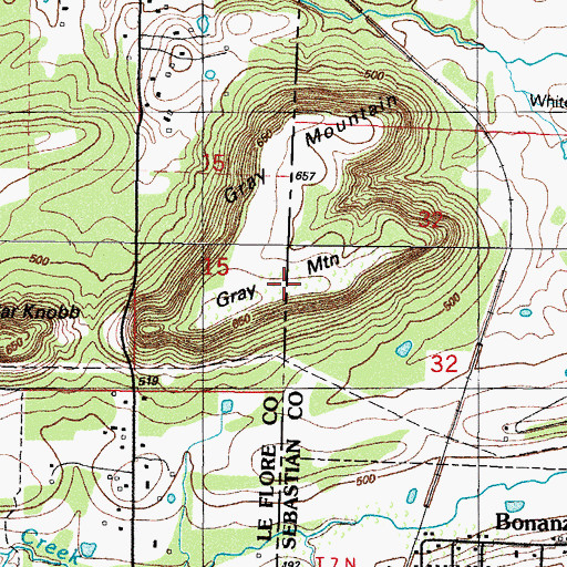 Topographic Map of Gray Mountain, AR