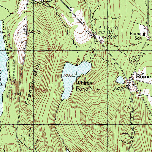 Topographic Map of Whittier Pond, ME