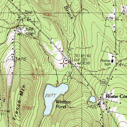 Topographic Map of Whittier School, ME