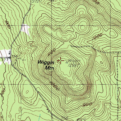 Topographic Map of Wiggin Mountain, ME