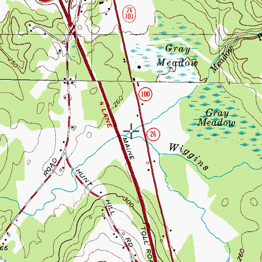 Topographic Map of Wiggins Brook, ME