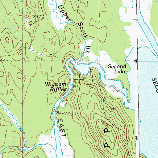 Topographic Map of Wigwam Riffles, ME