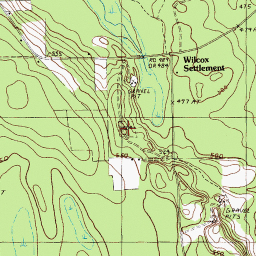 Topographic Map of Wilcox Cemetery, ME