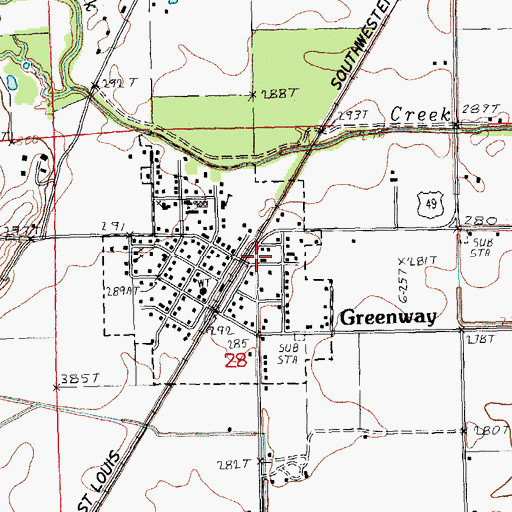 Topographic Map of Greenway, AR