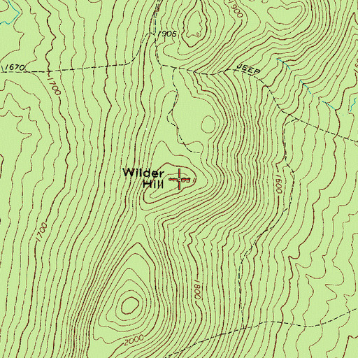 Topographic Map of Wilder Hill, ME