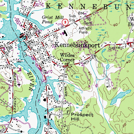 Topographic Map of Wildes Corner, ME