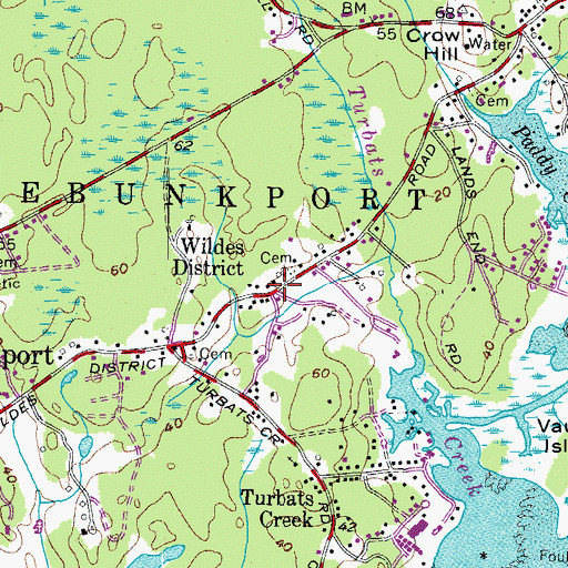 Topographic Map of Wildes District, ME