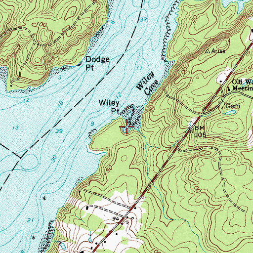 Topographic Map of Wiley Brook, ME