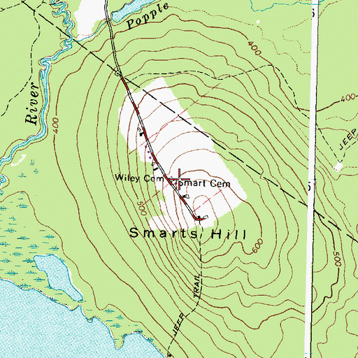 Topographic Map of Wiley Cemetery, ME