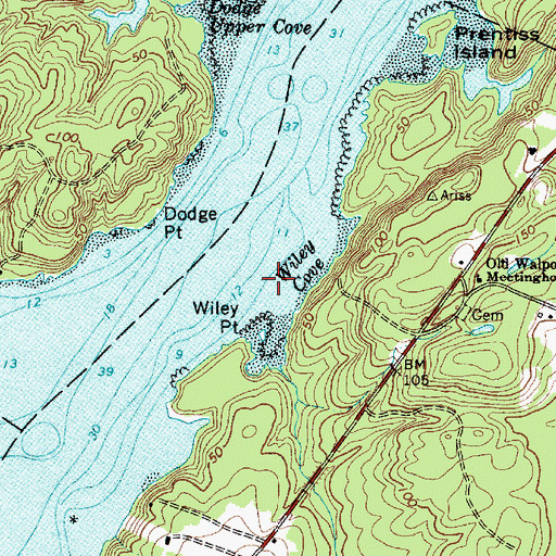 Topographic Map of Wiley Cove, ME