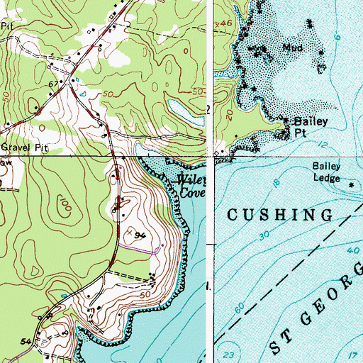 Topographic Map of Wiley Cove, ME