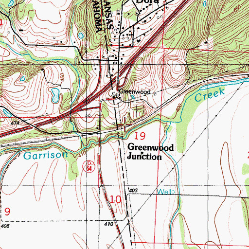 Topographic Map of Greenwood Junction, AR
