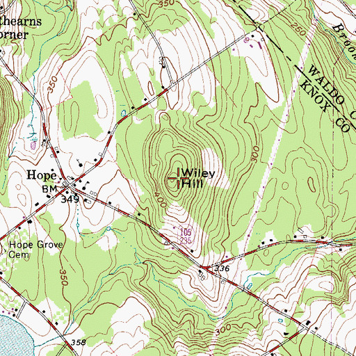 Topographic Map of Wiley Hill, ME