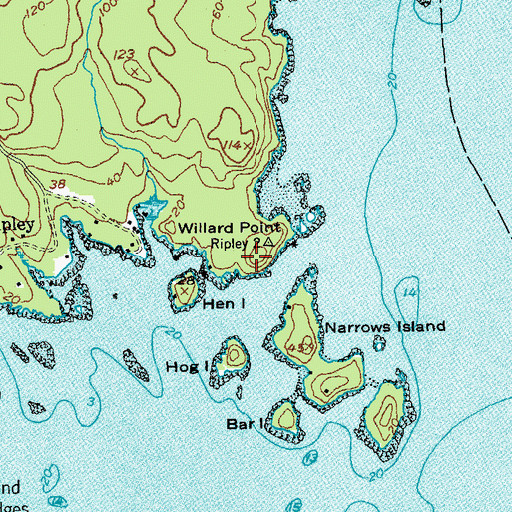 Topographic Map of Willard Point, ME