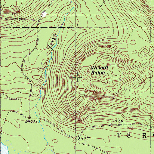 Topographic Map of Willard Ridge, ME