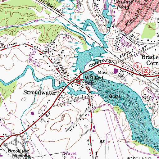 Topographic Map of Willard School, ME