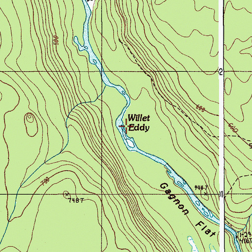 Topographic Map of Willet Eddy, ME