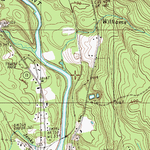 Topographic Map of Williams Brook, ME