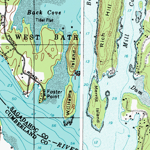 Topographic Map of Williams Island, ME