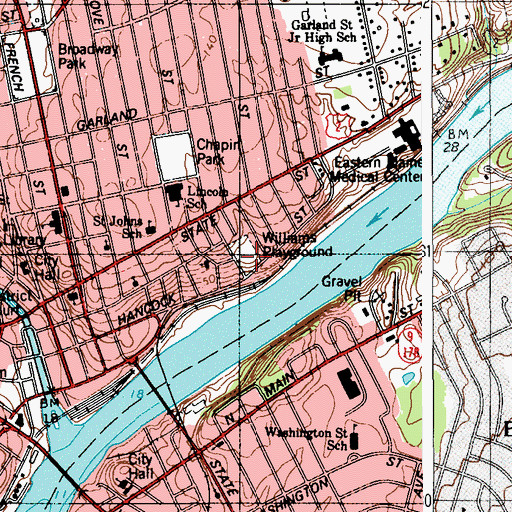 Topographic Map of Williams Playground, ME