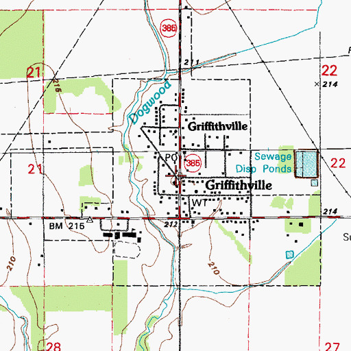 Topographic Map of Griffithville, AR