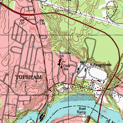Topographic Map of Williams Cone School, ME