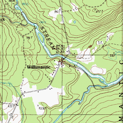 Topographic Map of Willimantic, ME