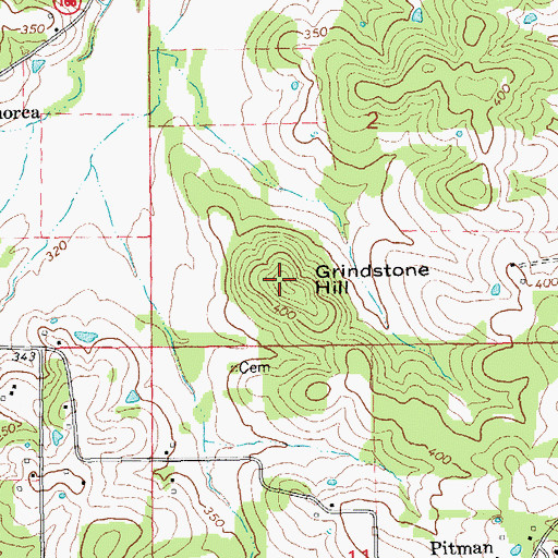 Topographic Map of Grindstone Hill, AR