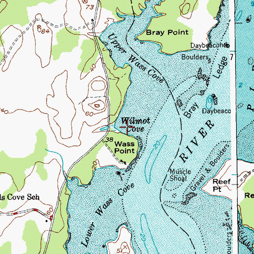 Topographic Map of Wilmot Cove, ME
