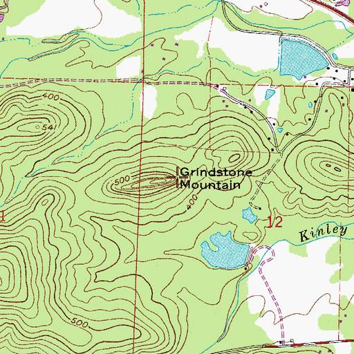 Topographic Map of Grindstone Mountain, AR