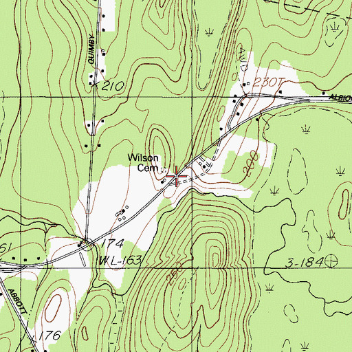 Topographic Map of Wilson Cemetery, ME