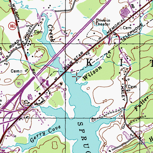 Topographic Map of Wilson Creek, ME