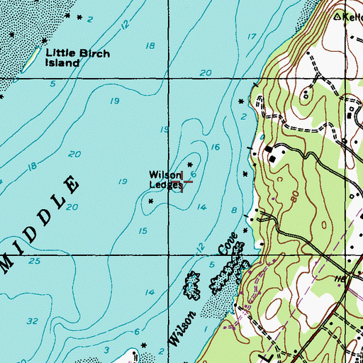 Topographic Map of Wilson Ledges, ME