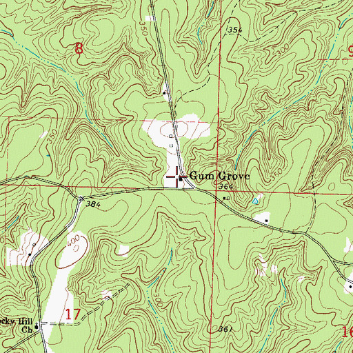 Topographic Map of Gum Grove, AR