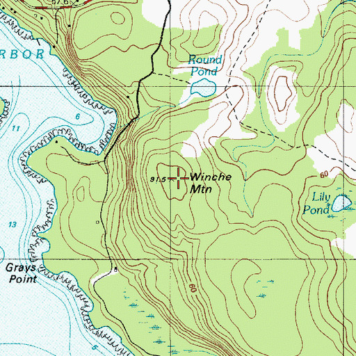 Topographic Map of Winche Mountain, ME