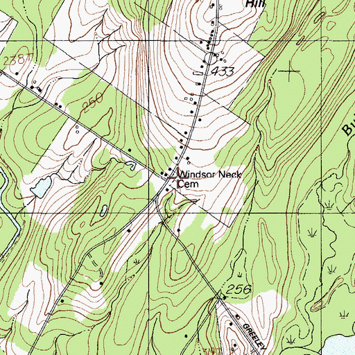 Topographic Map of Windsor Neck Cemetery, ME