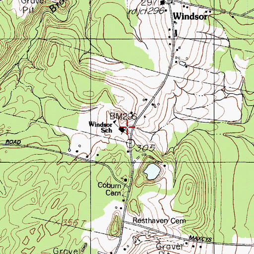 Topographic Map of Windsor Elementary School, ME