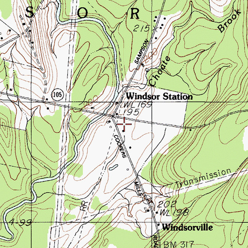 Topographic Map of Windsor Station, ME