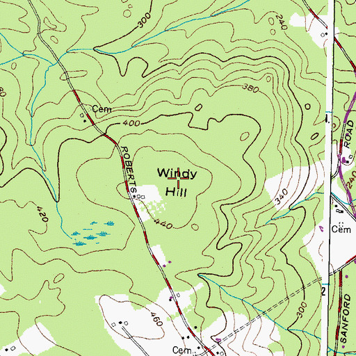 Topographic Map of Windy Hill, ME