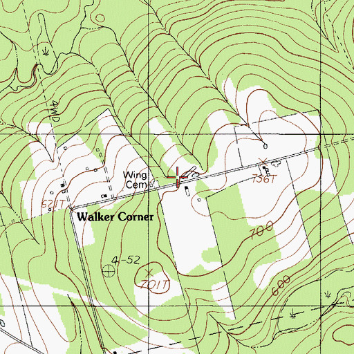 Topographic Map of Wing Cemetery, ME