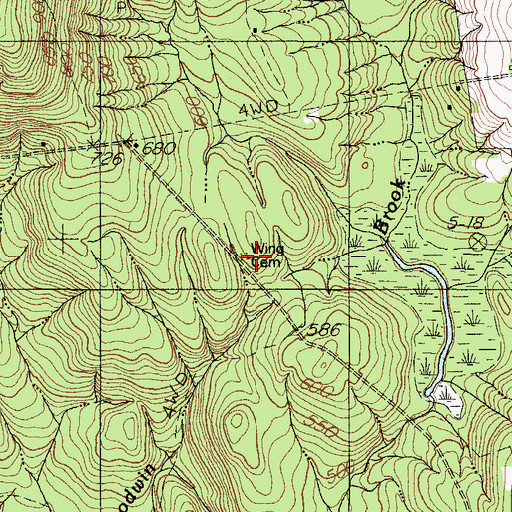 Topographic Map of Wing Cemetery, ME