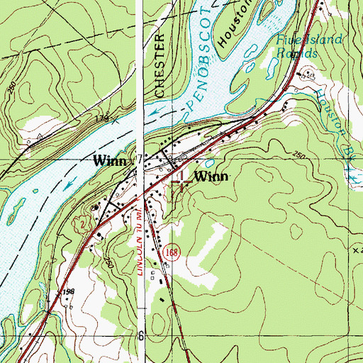 Topographic Map of Winn, ME